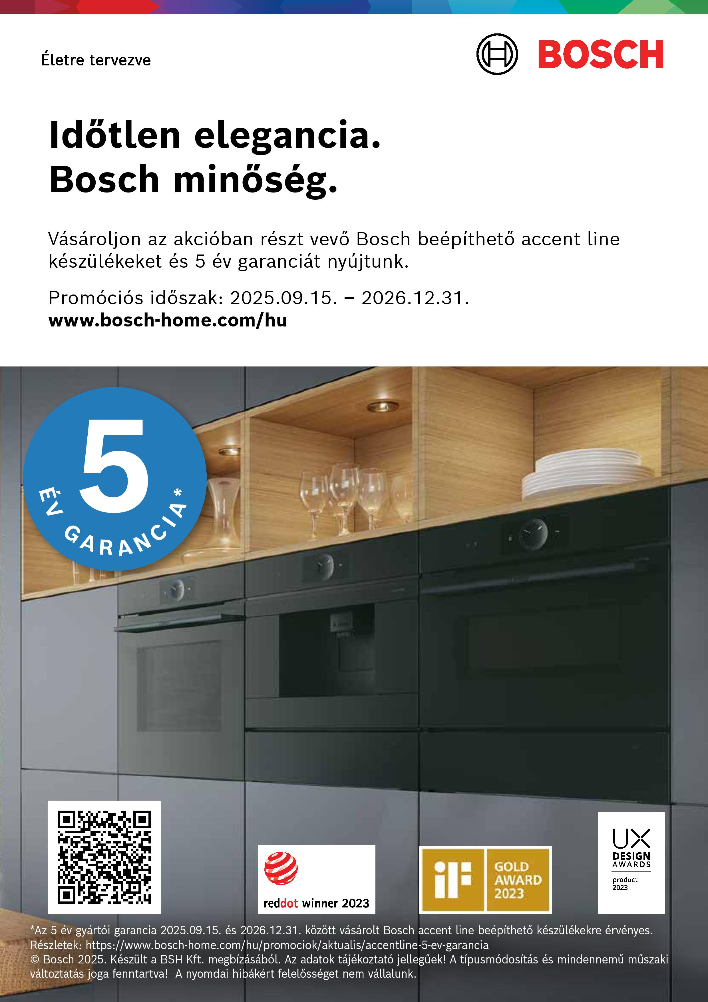 Öt év garancia a Bosch Accent Line készülékekre